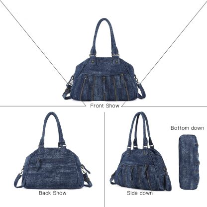 Denim pleated handbag crossbody bag - Image 3
