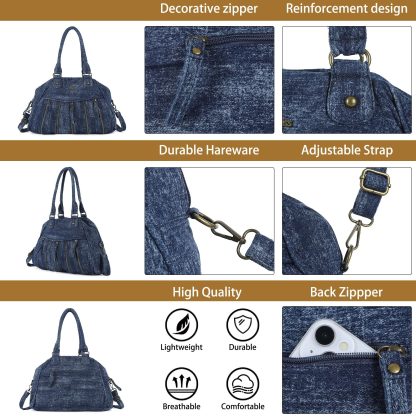 Denim pleated handbag crossbody bag - Image 2