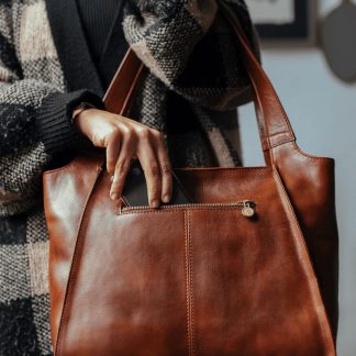 Handmade leather tote bag