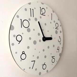 Polka dot round wooden wall clock