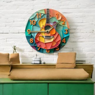 Creative guitar-shaped wall clock