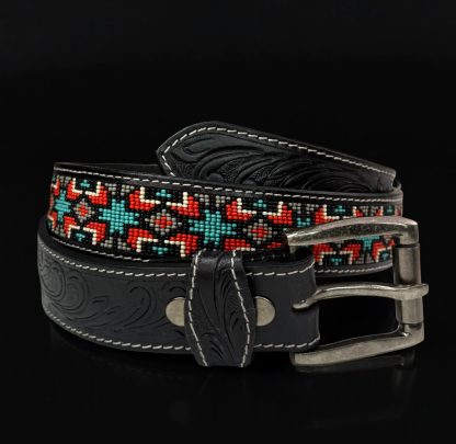 Ethnic style beaded carved belt - Image 2