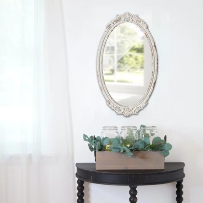 French romantic carved oval mirror - Image 6