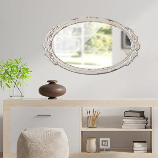 French romantic carved oval mirror