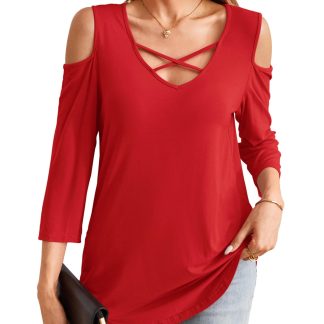 Crisscross Strap Off-The-Shoulder V-Neck Top