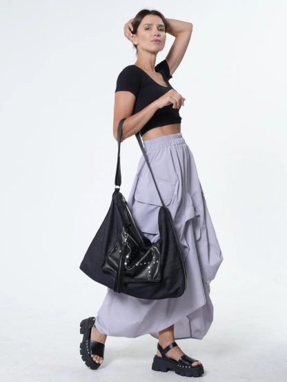 Denim rivet patchwork crossbody bag - Image 6