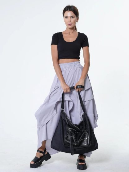 Denim rivet patchwork crossbody bag