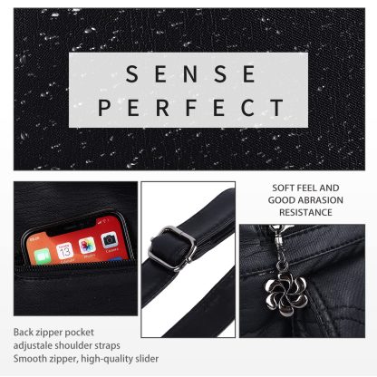 Black punk style double zipper pocket women's bag - Image 3