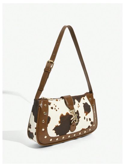 Cow pattern rivet underarm bag - Image 4