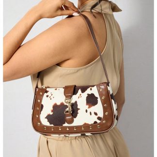 Cow pattern rivet underarm bag