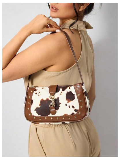 Cow pattern rivet underarm bag