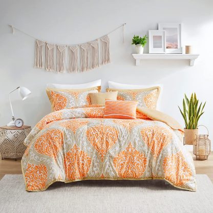 Orange damask bedding - Image 9