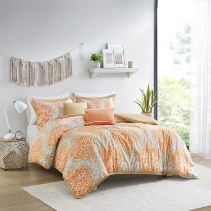 Orange damask bedding - Image 7