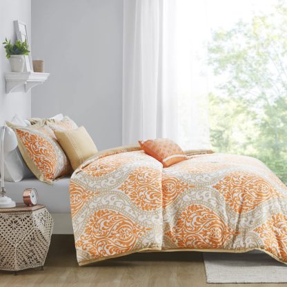 Orange damask bedding - Image 5