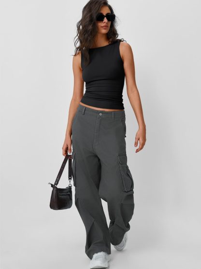 Women's Black Boat Neck Sleeveless Top - Image 2