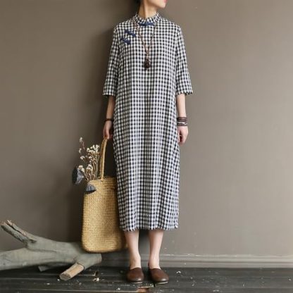 Buttoned plaid long skirt - Image 7
