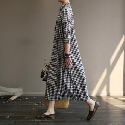 Buttoned plaid long skirt - Image 6