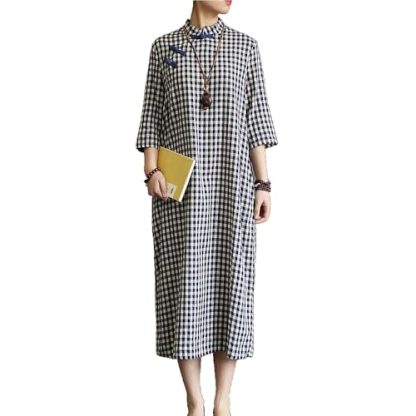 Buttoned plaid long skirt - Image 5