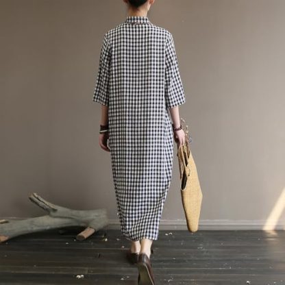 Buttoned plaid long skirt - Image 4