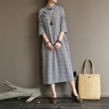 Buttoned plaid long skirt - Image 2