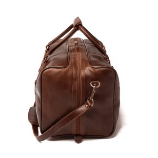 A caramel brown travel bag
