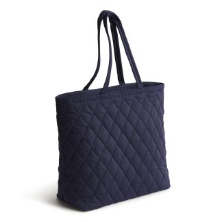 Diamond Quilted Navy Tote Bag