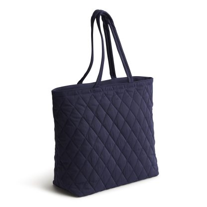 Diamond Quilted Navy Tote Bag
