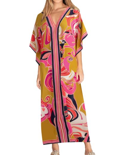 Retro printed robe dress - Image 4