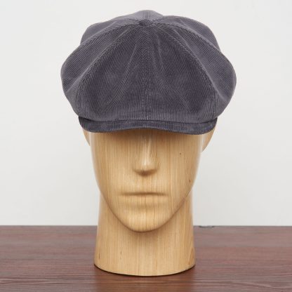 Dark grey corduroy vintage newsboy cap - Image 2