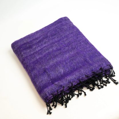 Dark purple contrast black tassel blend throw blanket - Image 8