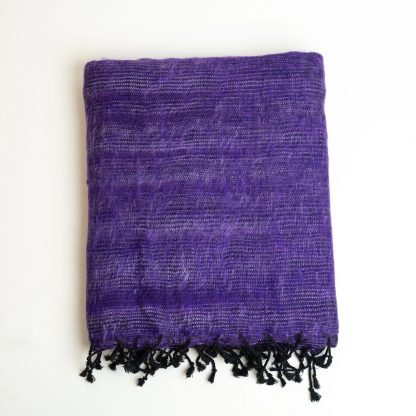 Dark purple contrast black tassel blend throw blanket - Image 5