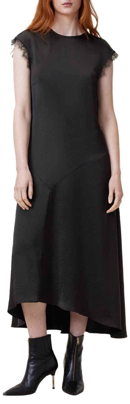 Black lace patchwork irregular dress