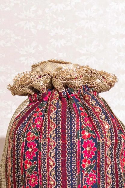 Bohemian contrast embroidered drawstring bag - Image 3