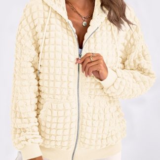 Off-White Waffle Hooded Zip-Up Jacket