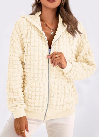 Off-White Waffle Hooded Zip-Up Jacket