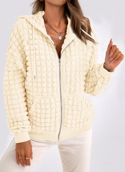 Off-White Waffle Hooded Zip-Up Jacket - Image 3