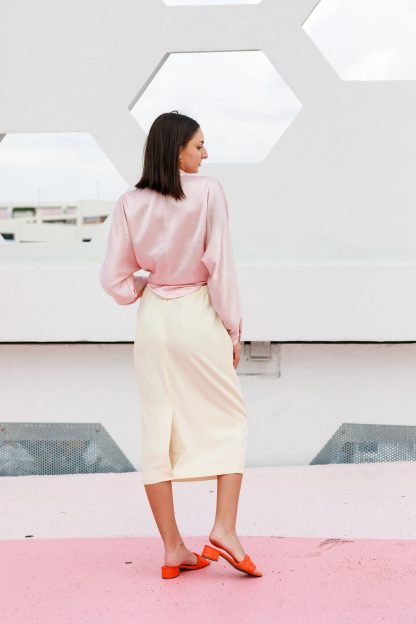 Off-white high-waist straight-tube draped midi skirt - Image 10