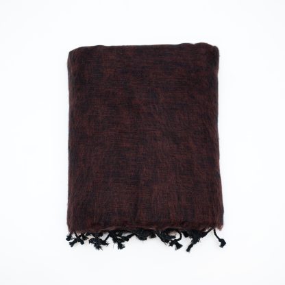 Dark brown contrast black tassel blended blanket - Image 8