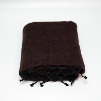 Dark brown contrast black tassel blended blanket