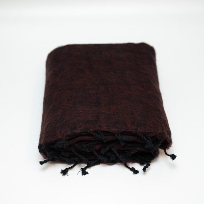 Dark brown contrast black tassel blended blanket