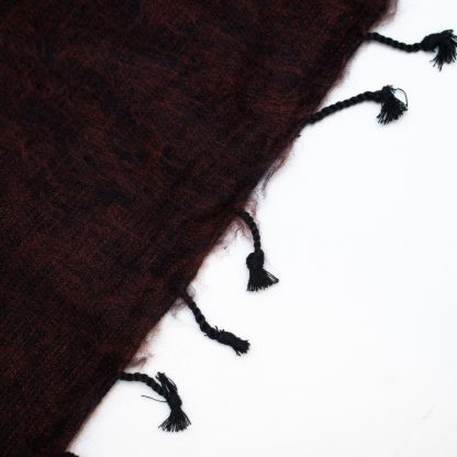 Dark brown contrast black tassel blended blanket - Image 3