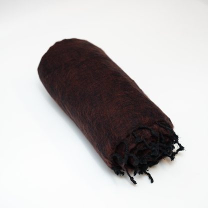 Dark brown contrast black tassel blended blanket - Image 2