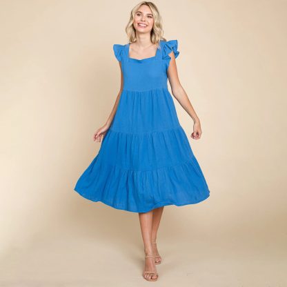 French Sweet Square Neck Ruffle Cake Dress - Image 5