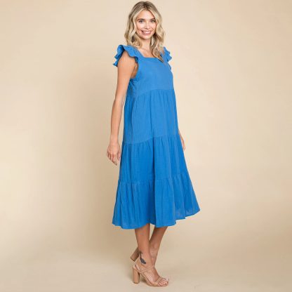 French Sweet Square Neck Ruffle Cake Dress - Image 3
