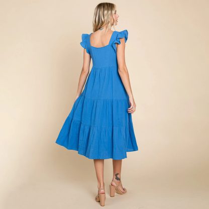 French Sweet Square Neck Ruffle Cake Dress - Image 2