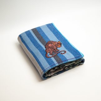 Vintage striped orange tiger print blend throw blanket