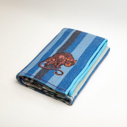 Vintage striped orange tiger print blend throw blanket - Image 5
