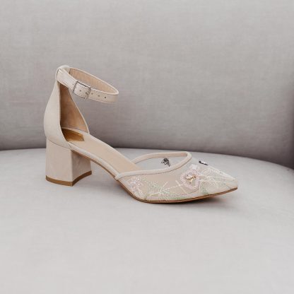 Spring Garden Embroidered Pointed Toe Block Heel Sandals - Image 5