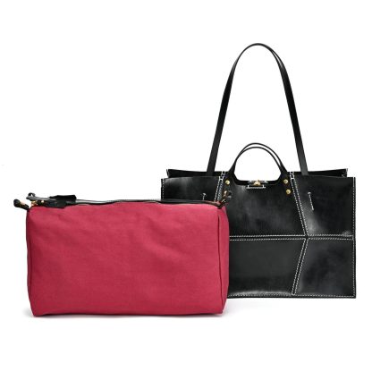 Black and white contrast large capacity handbag - Image 3