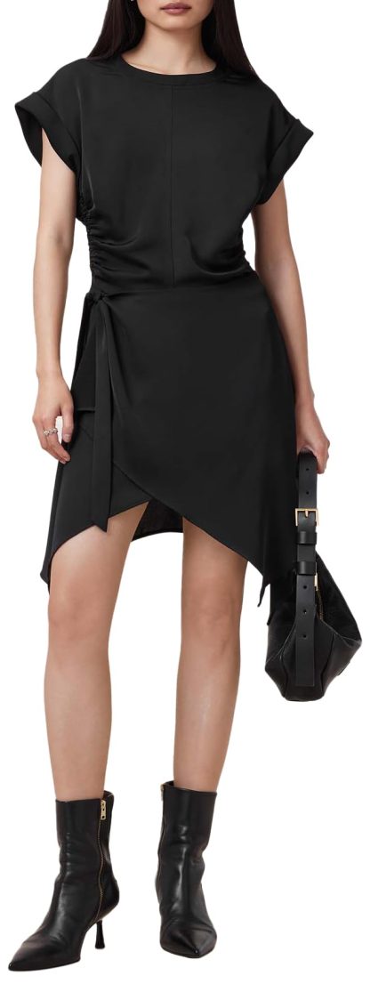 Black irregular lace dress